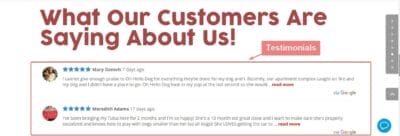 Social Proof Landing Page Sample for Pet Boarding