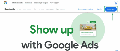 Google Ads Website Start Now Button