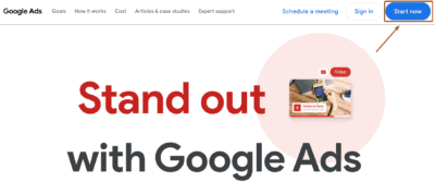 Google Ads Start Now Button