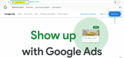 Google Ads Start Now Button