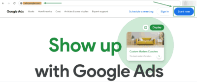 Google Ads Start Now Button