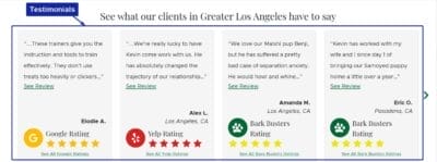 Testimonials Landing Page Sample for Google Ads for Pet Sitters / Dog Sitters / Dog Training