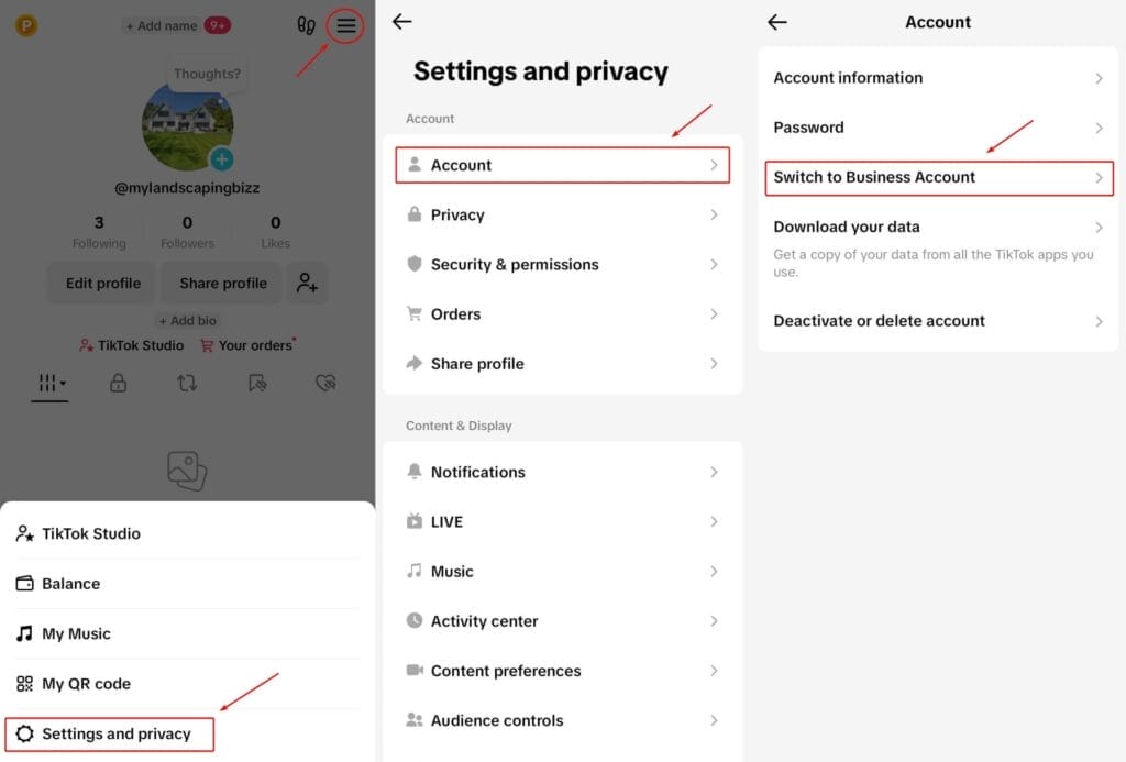 Switch to TikTok Business Account