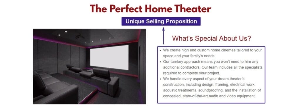 Unique Selling Proposition Landing Page Sample