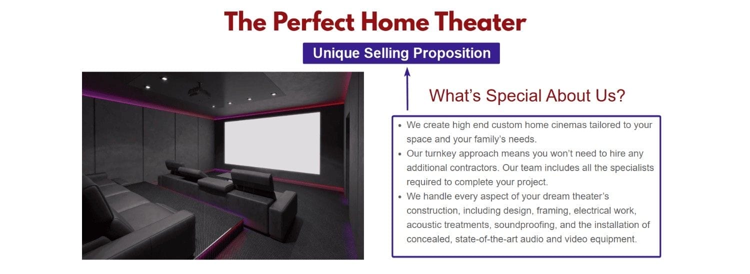 Unique Selling Proposition Landing Page Sample