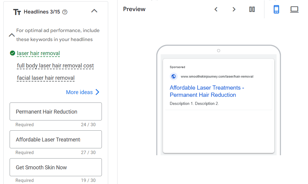 Ad Copy A/B Test Headlines