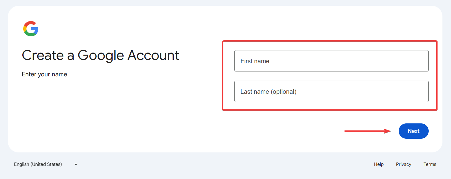 Google Account Signup