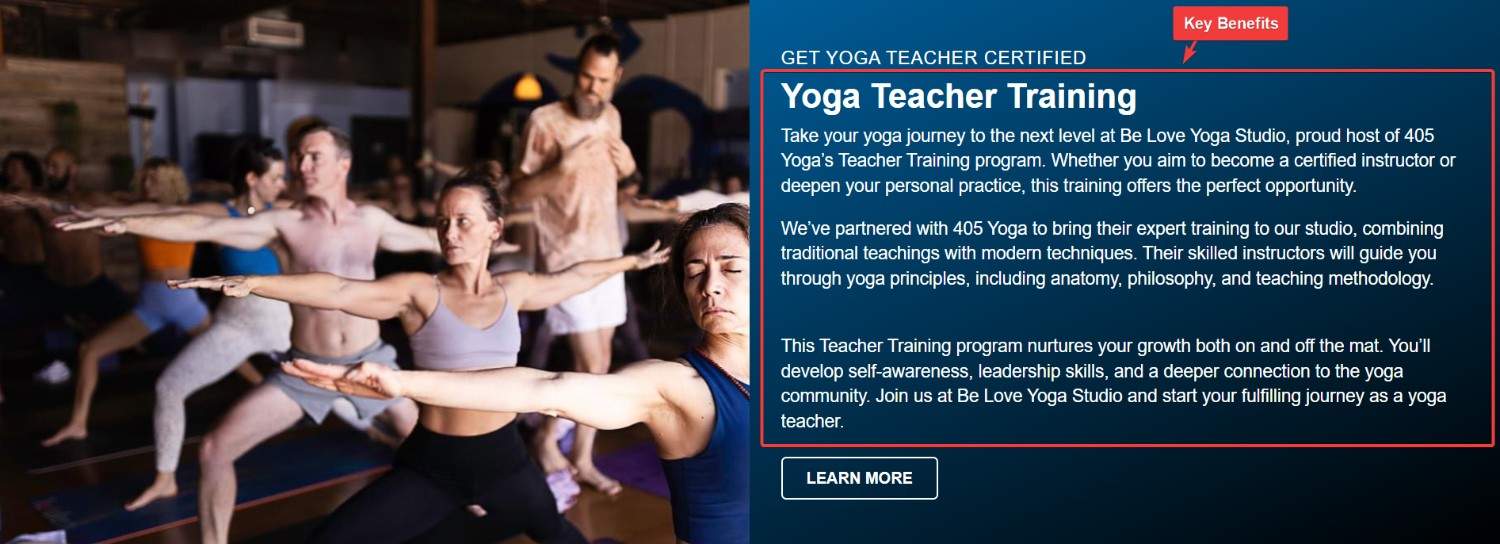 Landing Page Key Benefits Sample