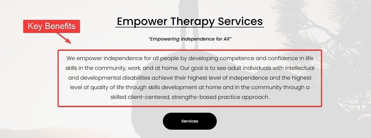 Key Benefits Landing Page Sample