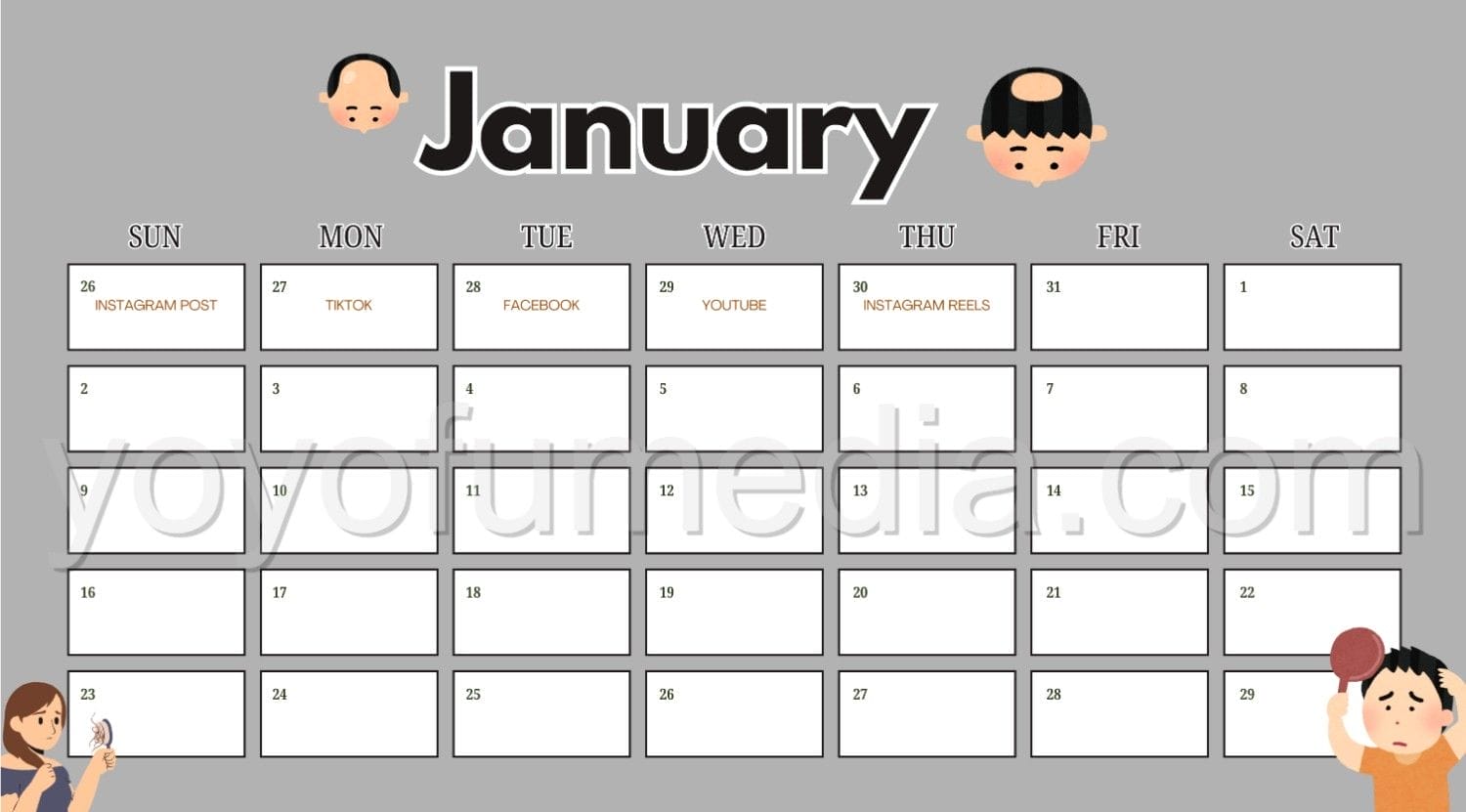 Hair Transplant Social Media Content Calendar