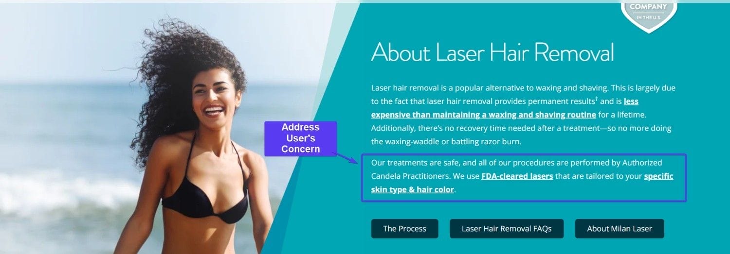 Landing Page Address User's Concern Sample