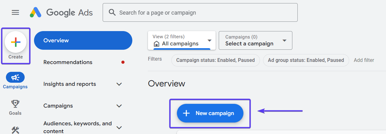 Create New Campaign 