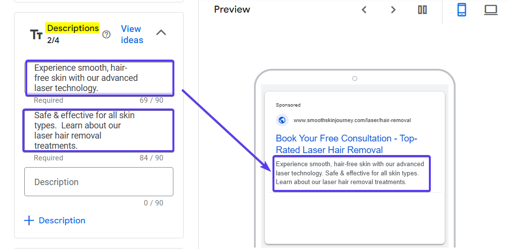 Ad Copy Descriptions Sample