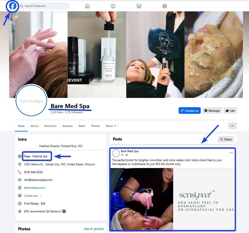 Medical Spa Facebook