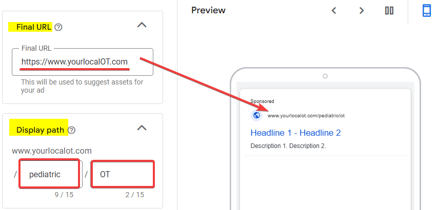 Final URL and Display Path