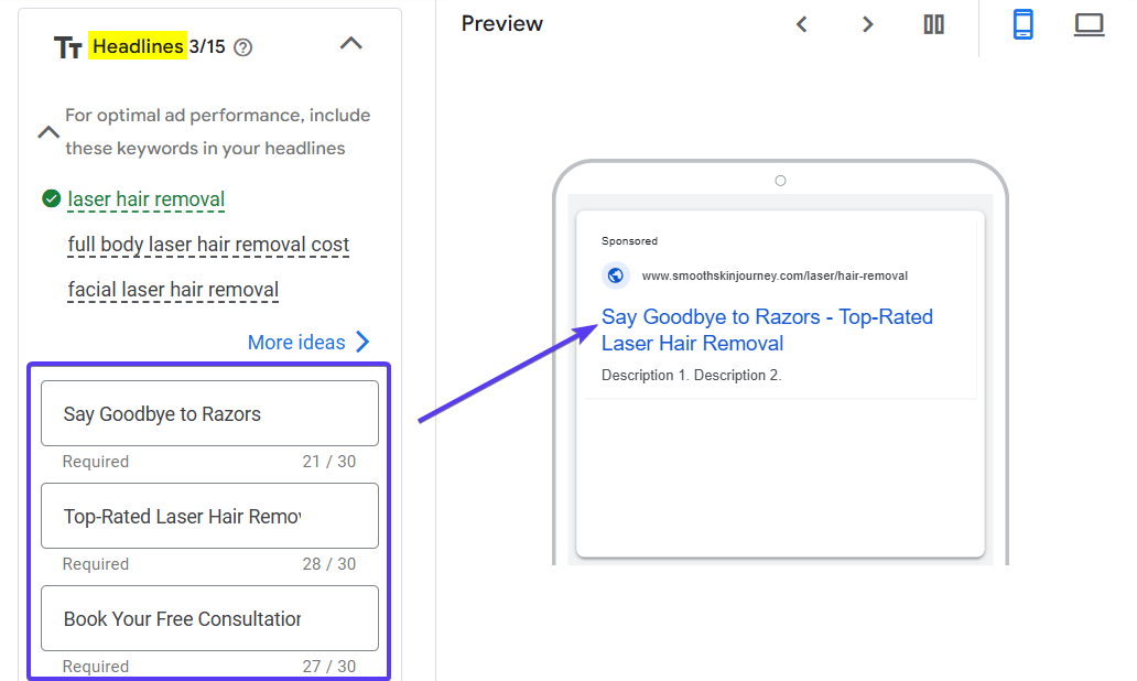 Ad Copy Headlines Sample