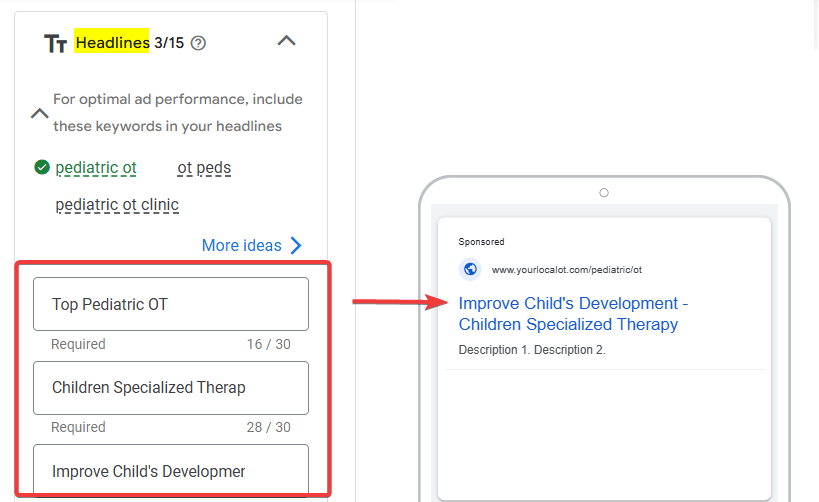 Headlines Ad Copy sample