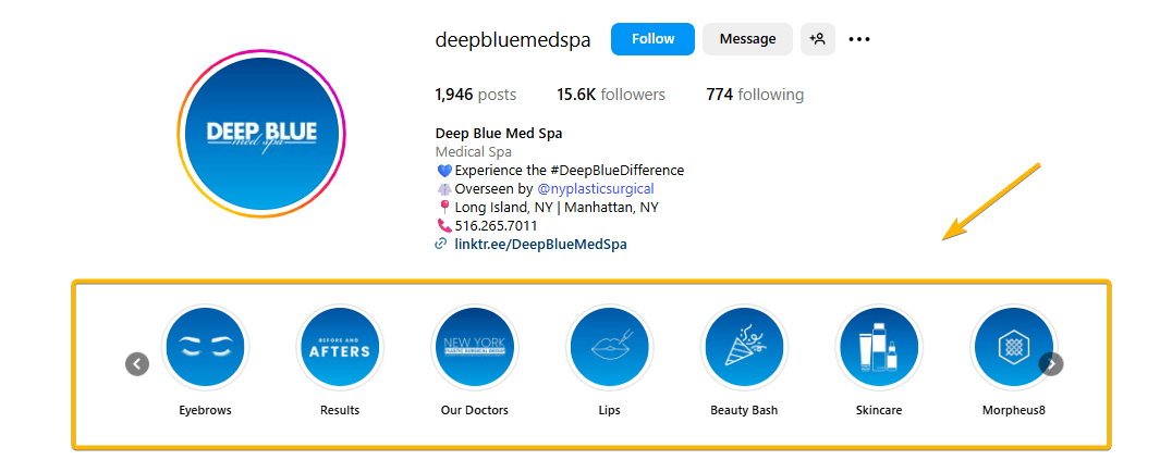 Instagram Highlights Sample for Med Spas