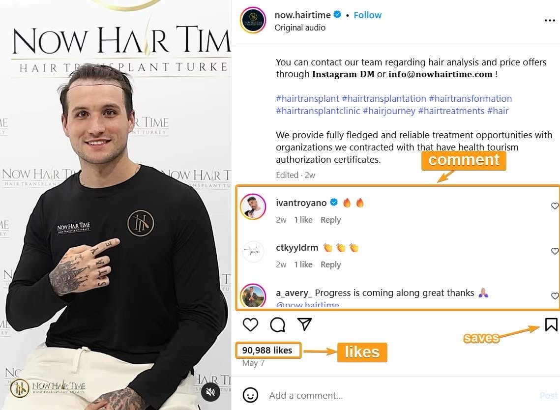 Instagram Likes, Comment, Saves