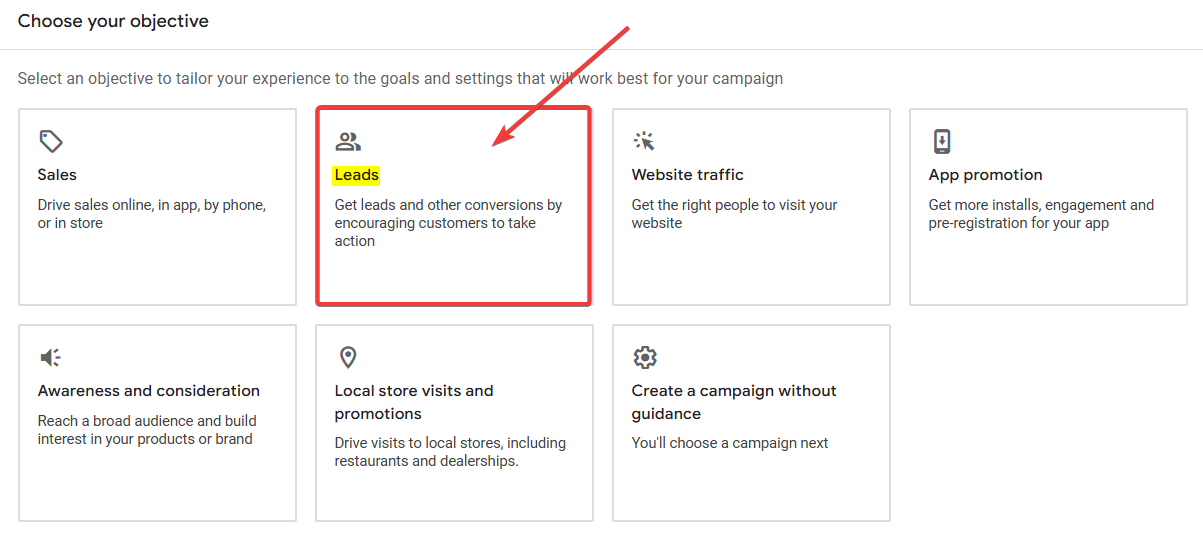 Leads as Campaign Objective