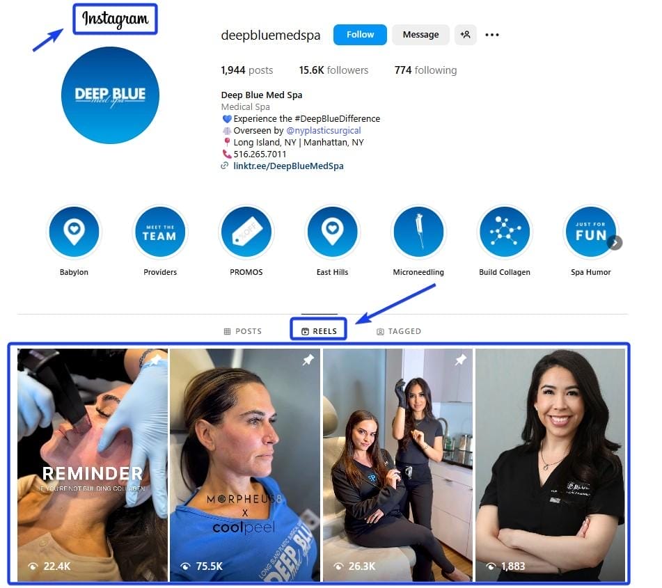 Medical Spa Instagram Reels Sample