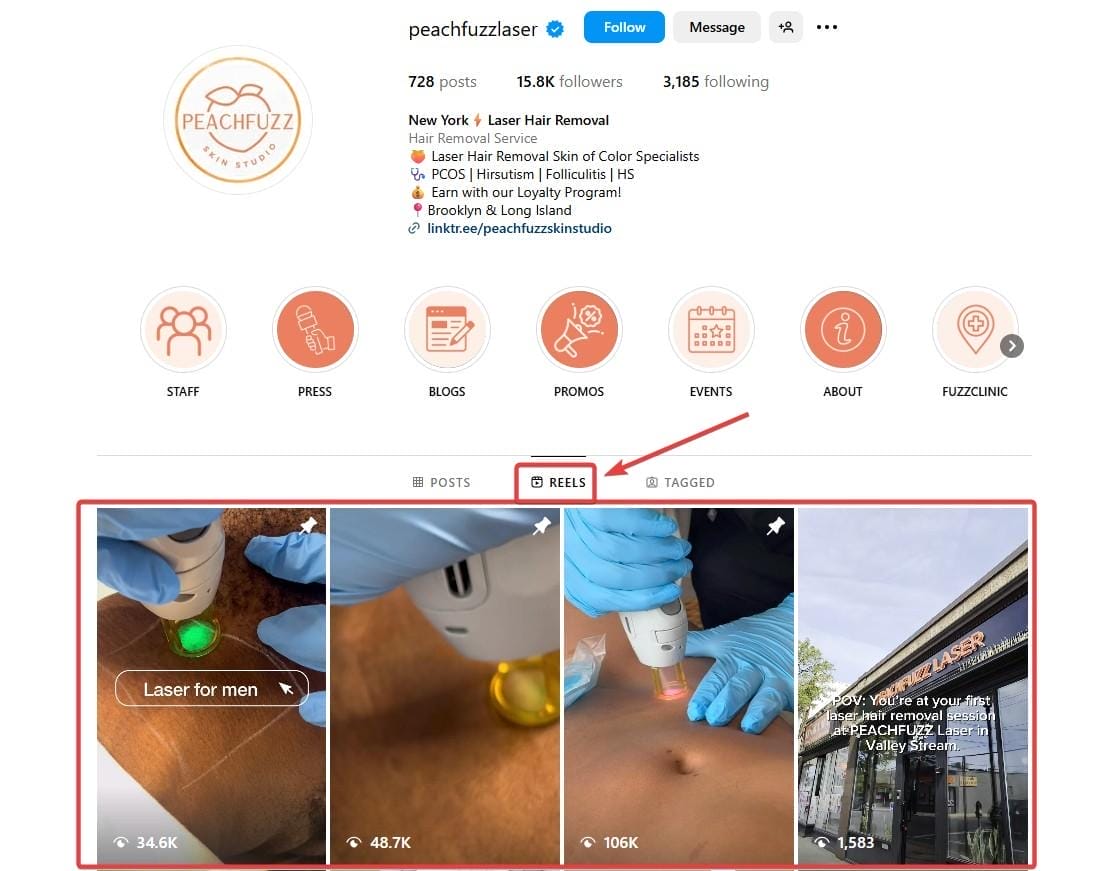 Instagram Reels Section