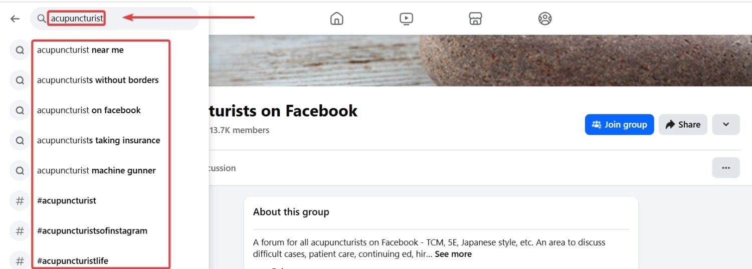 Facebook Search bar