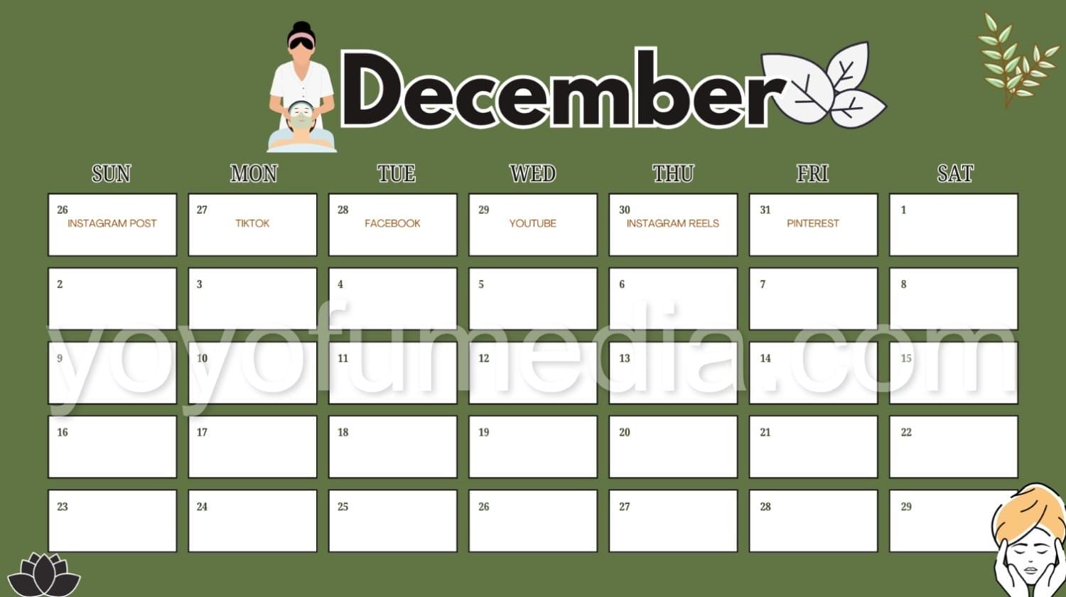 Medical Spa Social Media Content Calendar Sample