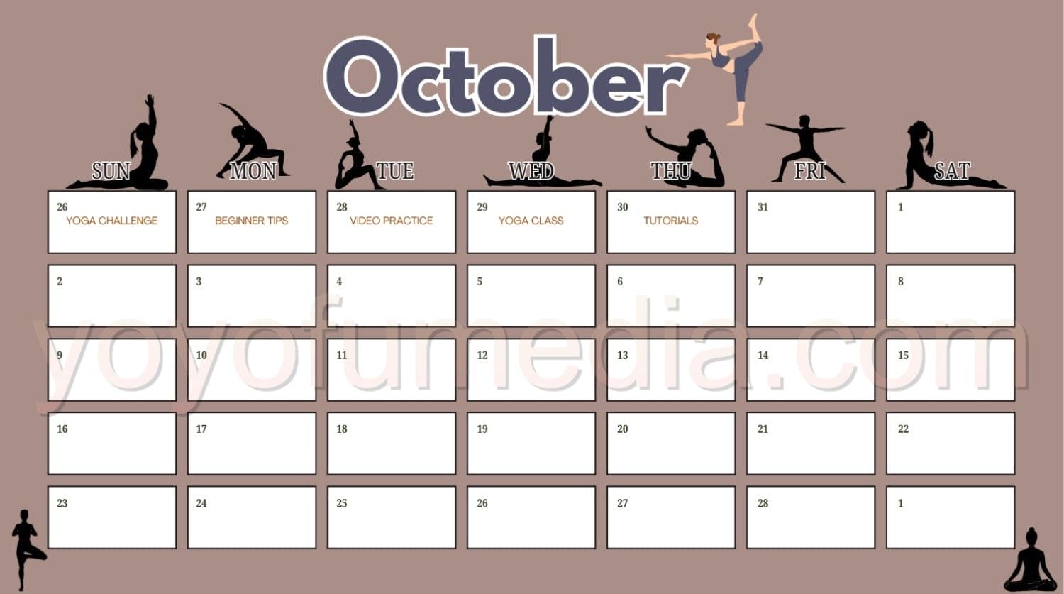Yoga Social Media Content Calendar