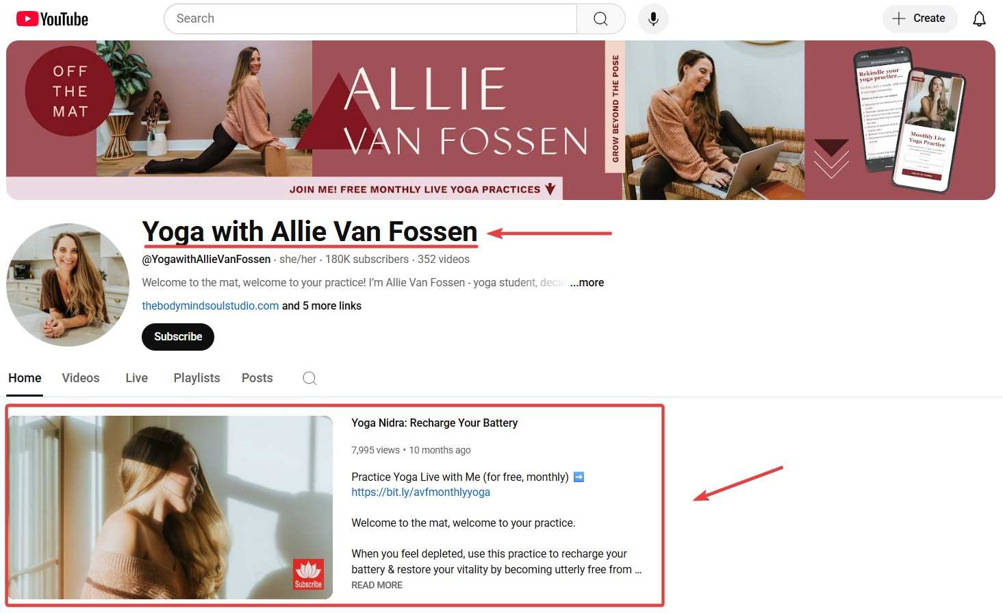 Yoga YouTube Channel