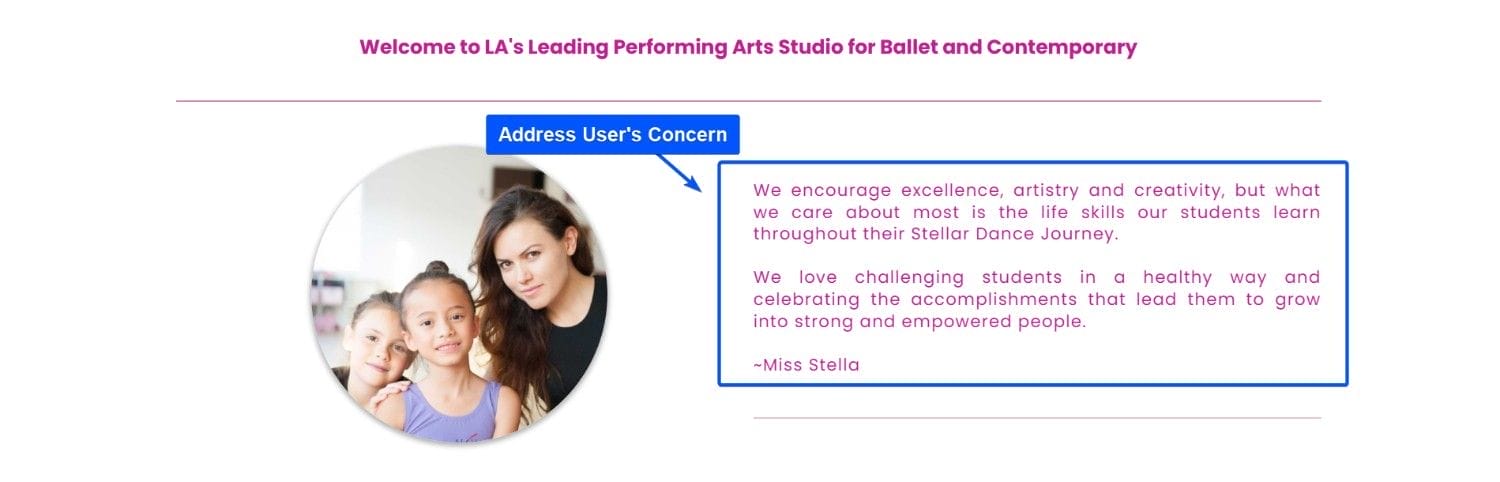 Landing Page Address User's Concern Sample