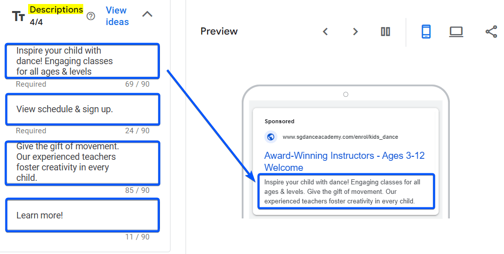 Descriptions Ad Copy Sample