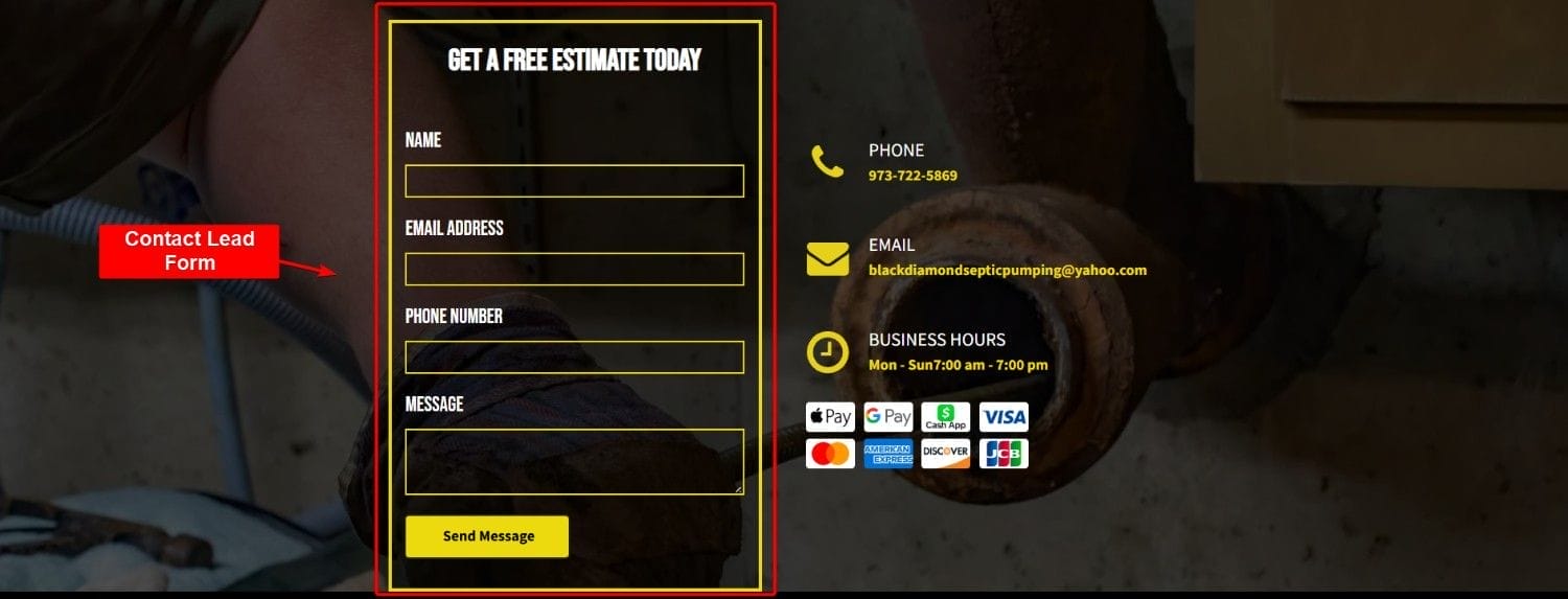 Contact Lead Form Landing Page Sample