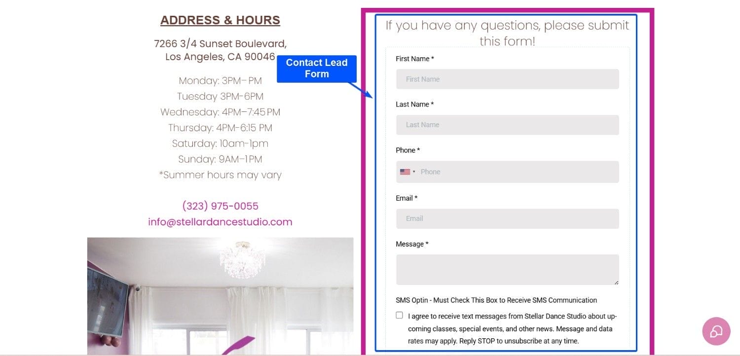 Landing Page Contact Lead Form Sample