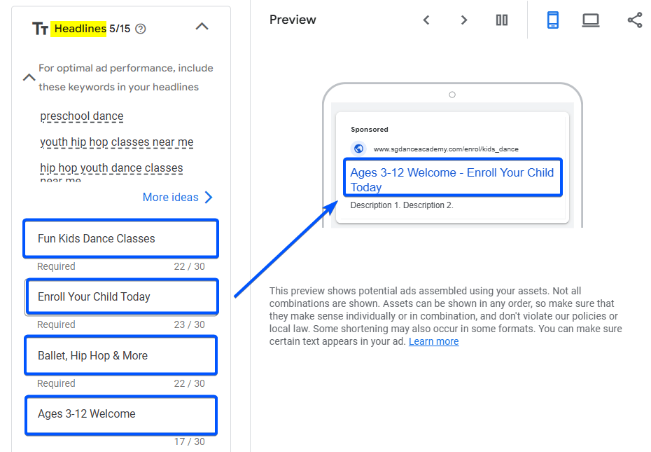 Headlines Ad Copy Sample