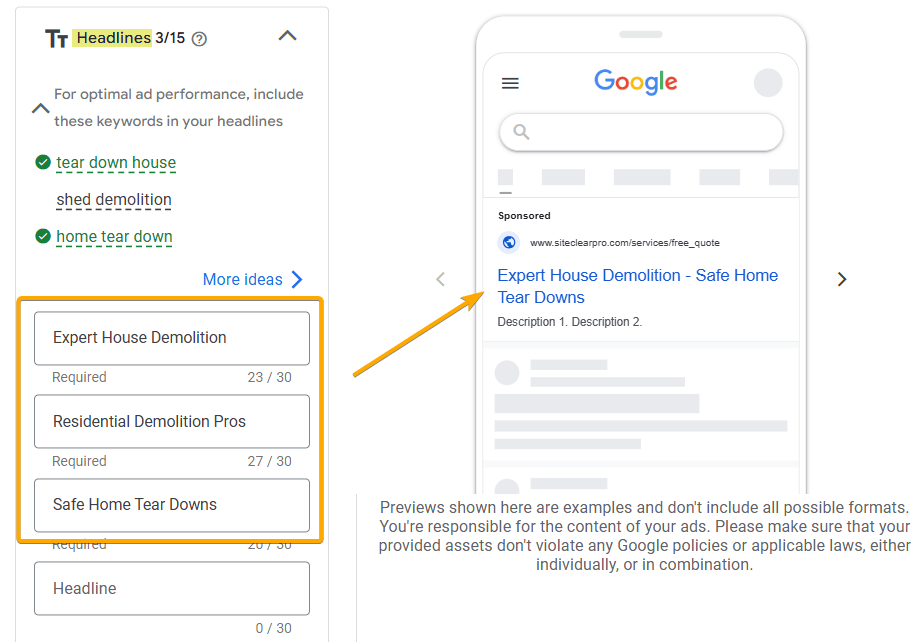 Headlines Ad Copy Sample
