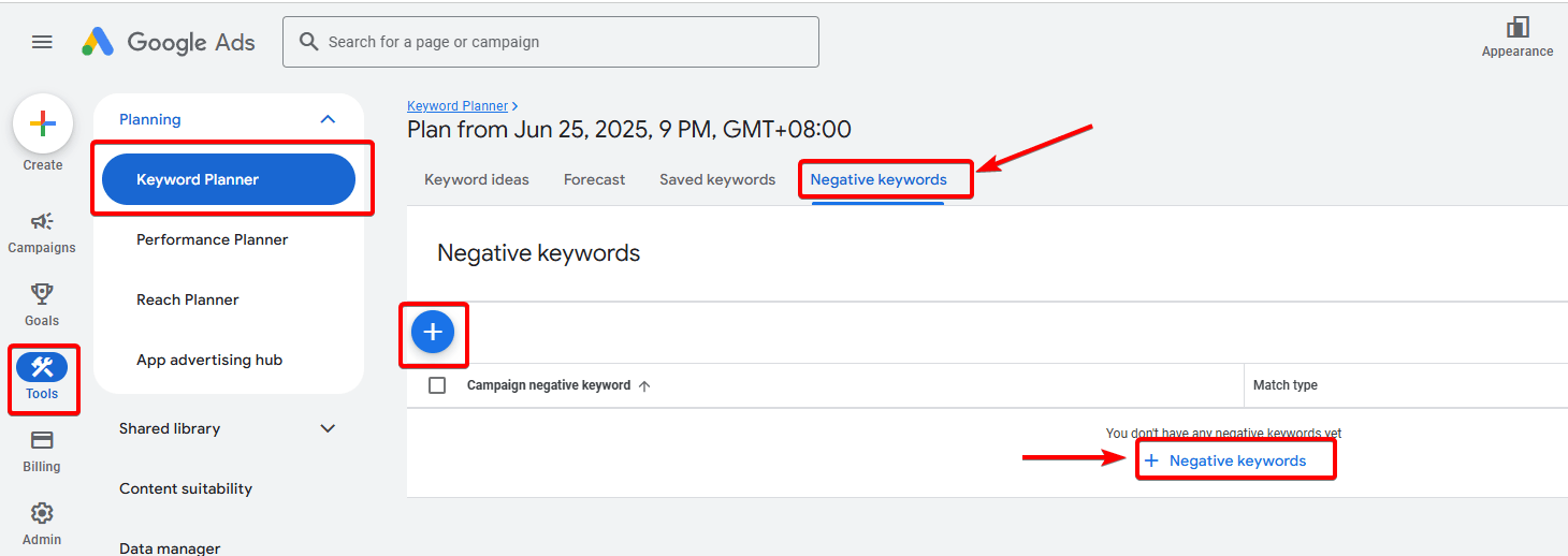 Negative Keywords