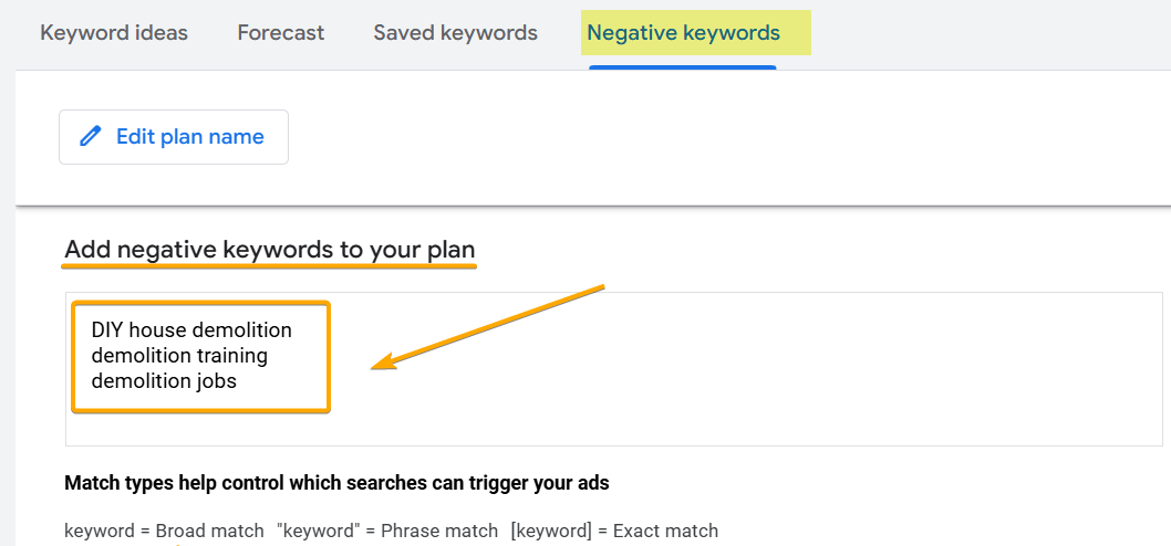 Negative Keywords