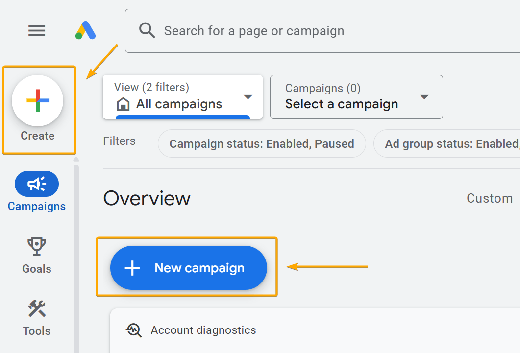 New Campaign Overview Button