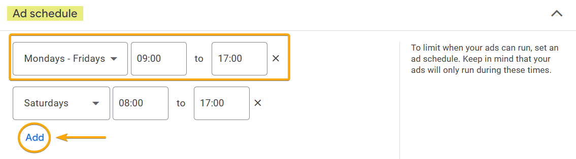 Ad Schedule