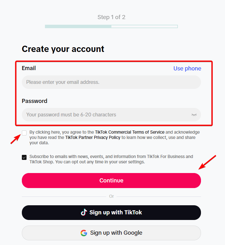 TikTok Ads Step 1