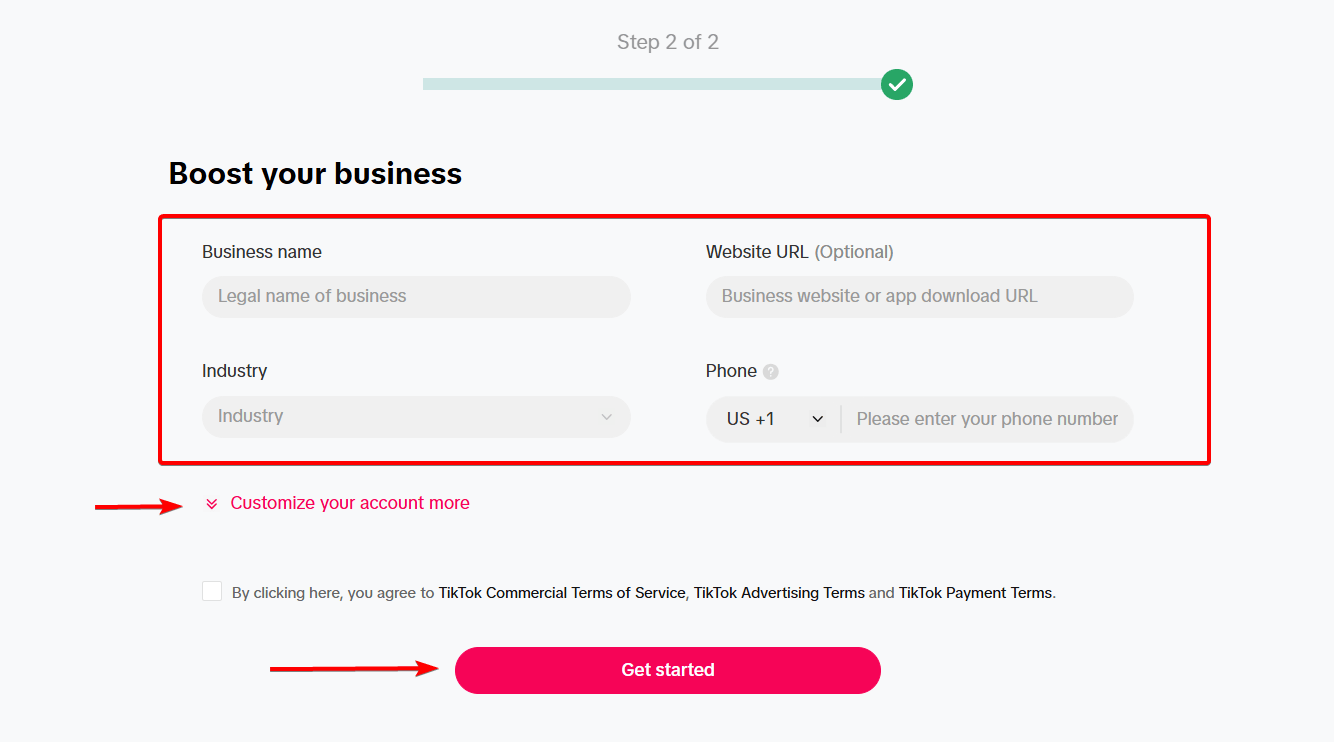 TikTok Ads Step 2