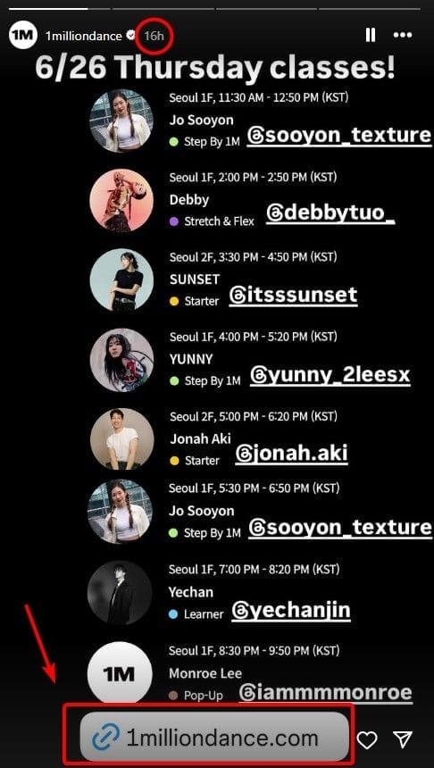 Instagram Story Dance Classes Sample