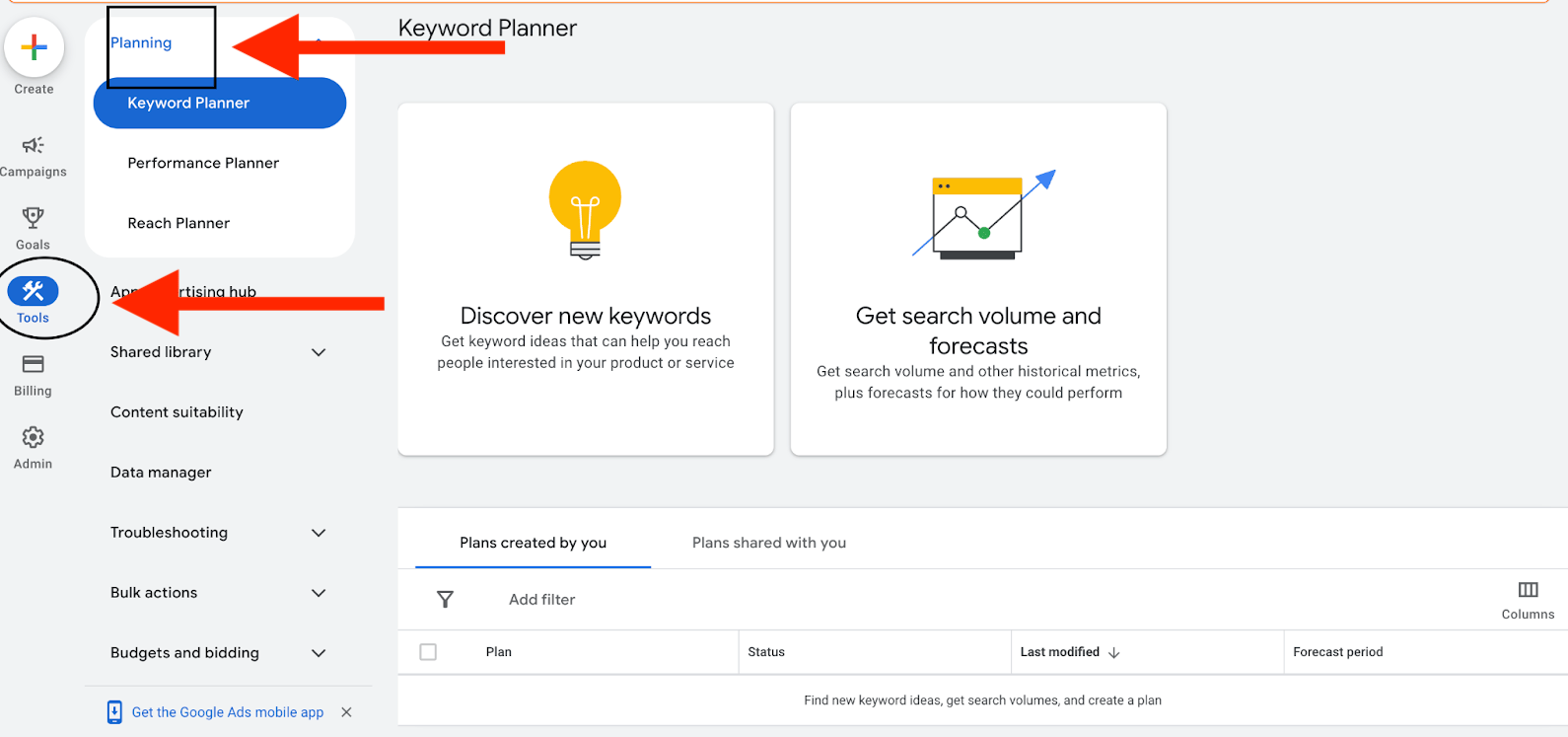 Click tools the planning