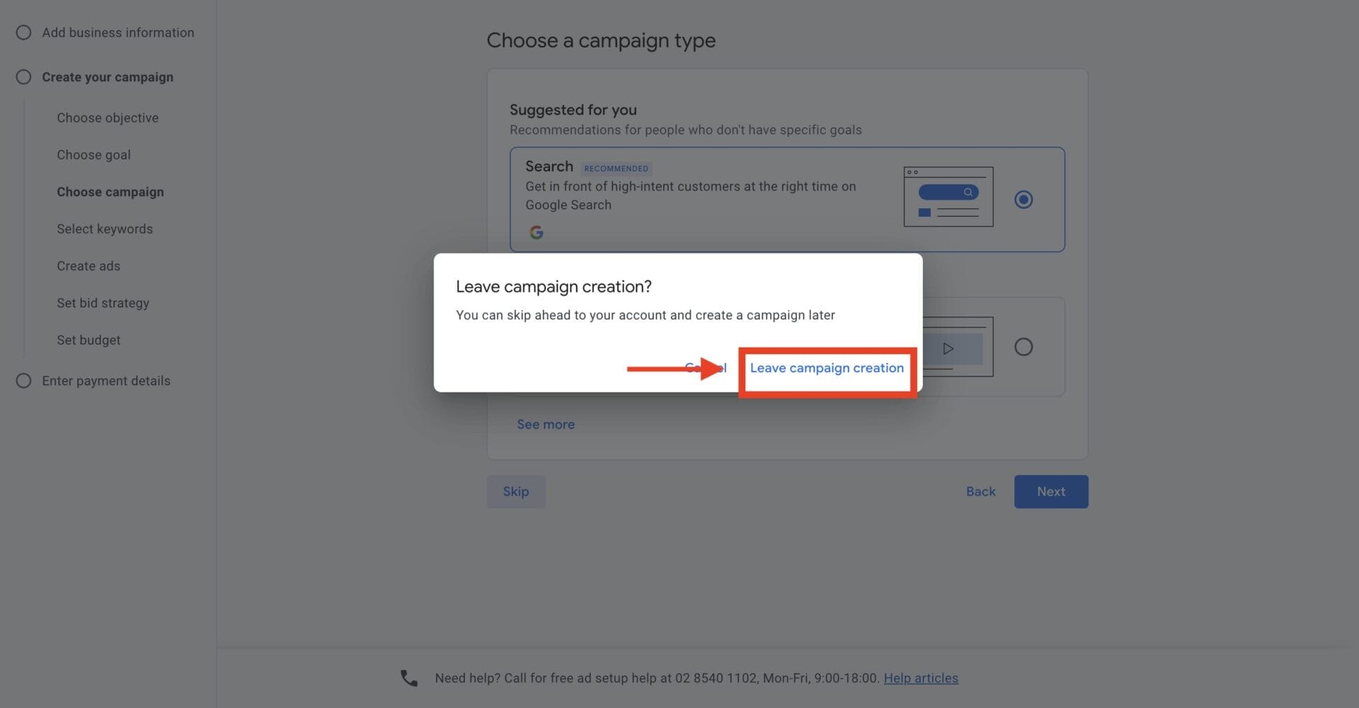 Leave campaign creation