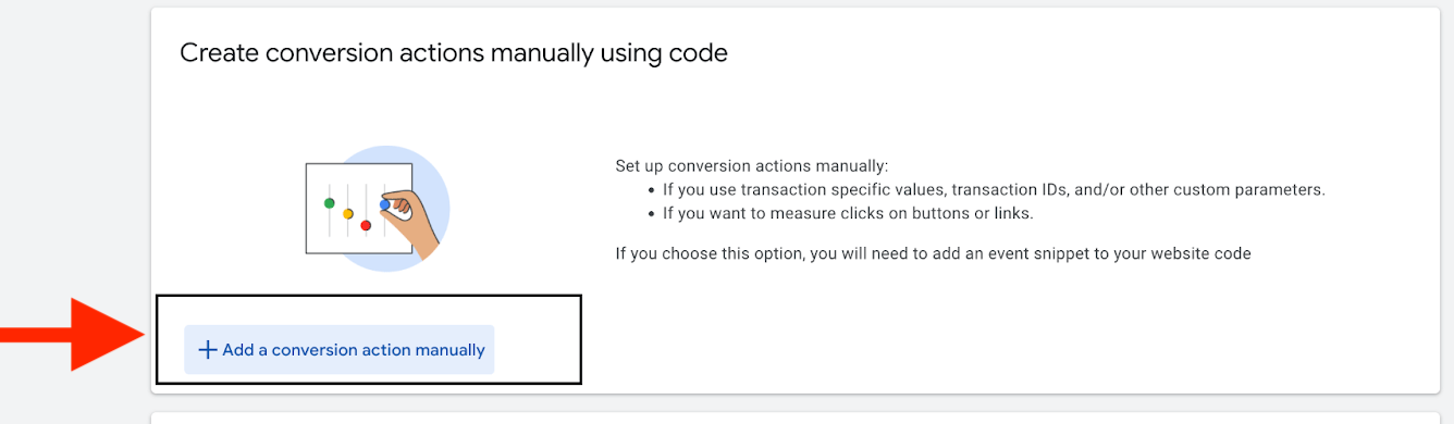 add conversion action manually