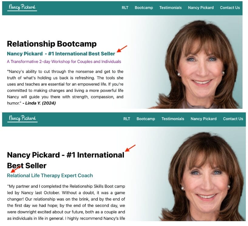 before and after header