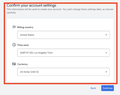 confirm account settings 