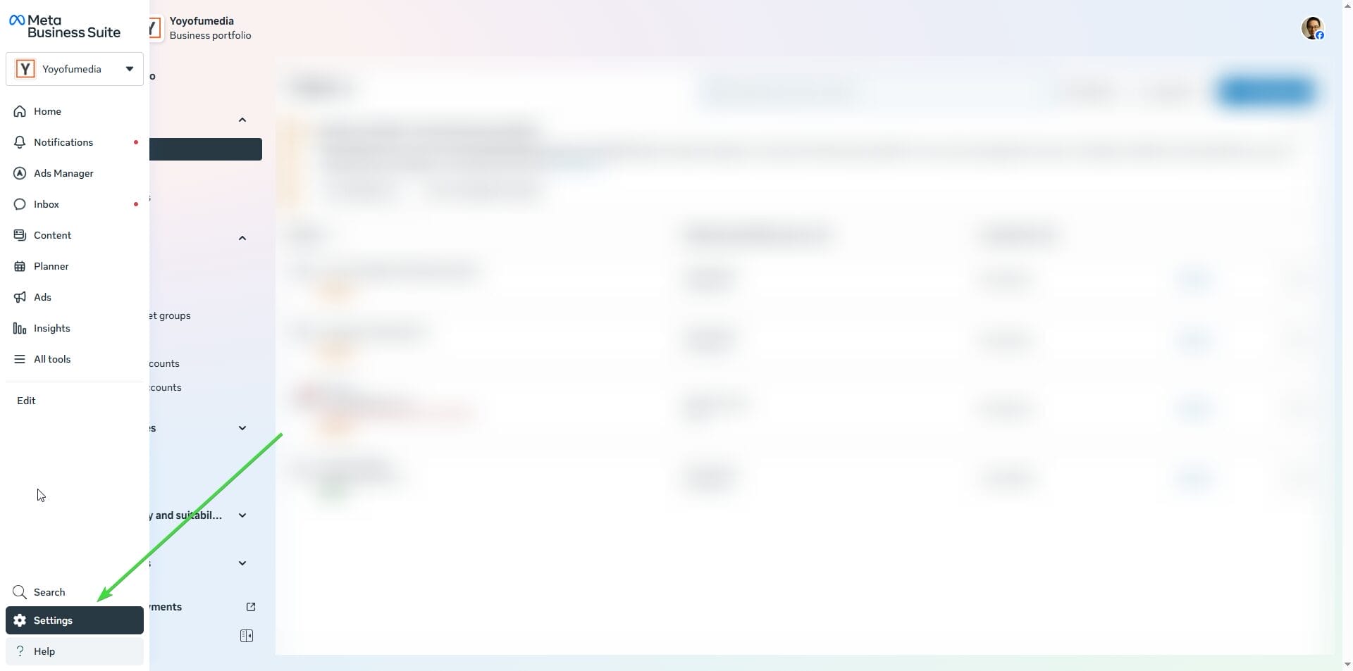 meta business settings