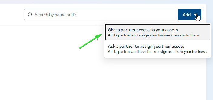click give partner access to your assets